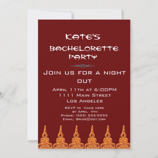 オレンジ色と茶色の パーティーの招待状 招待状 (正面)