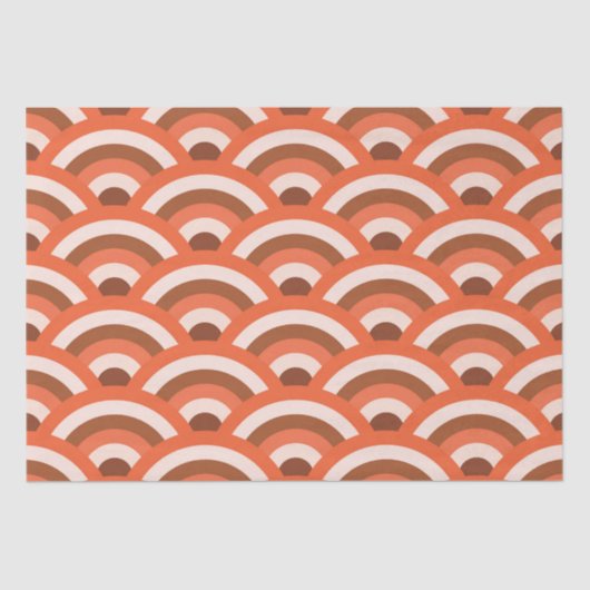 オレンジ色と茶色日本のの波のパターン 薄葉紙 (正面)