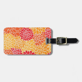 オレンジ色と赤い花が咲く ラゲッジタグ