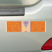オレンジ色と青い模様の写真 バンパーステッカー (車上)