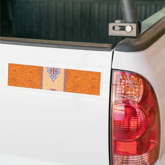 オレンジ色と青い模様の写真 バンパーステッカー (トラック上)