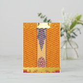 オレンジ色と青い模様の写真 箔シーズンポストカード (立ち正面)