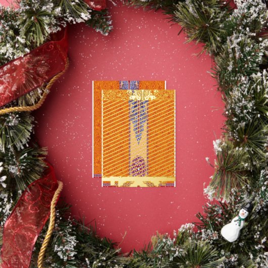 オレンジ色と青い模様の写真 箔シーズンポストカード (インサイチュ)