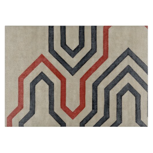 オレンジ色と青のグラフィック線 カッティングボード (正面)