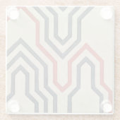 オレンジ色と青のグラフィック線 ガラスコースター (裏面)