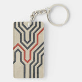 オレンジ色と青のグラフィック線 キーホルダー (裏面)