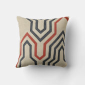 オレンジ色と青のグラフィック線 クッション (裏面)