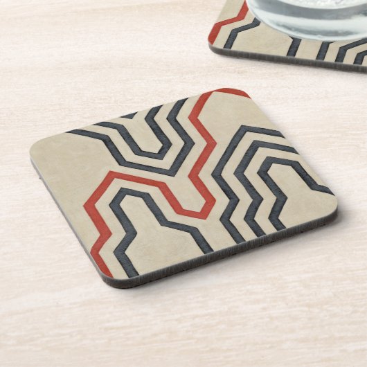 オレンジ色と青のグラフィック線 コースター (左側)