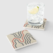 オレンジ色と青のグラフィック線 ストーンコースター (横)