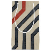 オレンジ色と青のグラフィック線 スモールペーパーバッグ (正面)