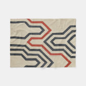 オレンジ色と青のグラフィック線 フリースブランケット (正面(横))