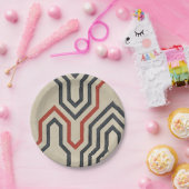 オレンジ色と青のグラフィック線 ペーパープレート (パーティー)