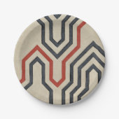 オレンジ色と青のグラフィック線 ペーパープレート (正面)