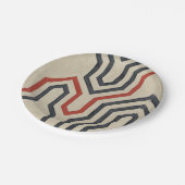 オレンジ色と青のグラフィック線 ペーパープレート (アングル)