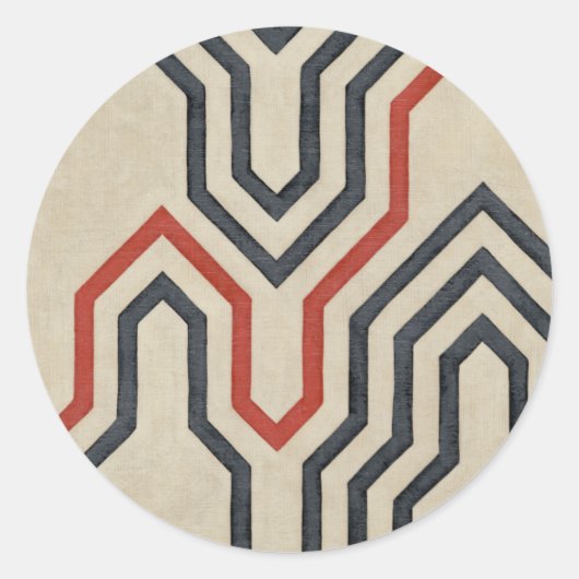 オレンジ色と青のグラフィック線 ラウンドシール (正面)