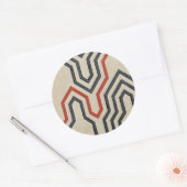 オレンジ色と青のグラフィック線 ラウンドシール (封筒)