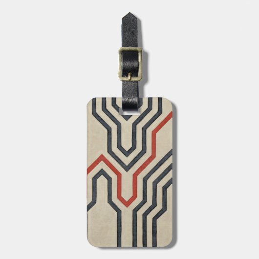 オレンジ色と青のグラフィック線 ラゲッジタグ (正面縦)