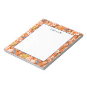 オレンジ色と青のチノワズリーの鳥 ノートパッド (回転)