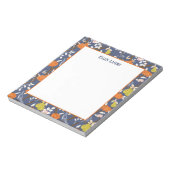 オレンジ色と青のチノワズリーの鳥 ノートパッド (回転)