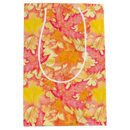 オレンジ色と黄色と赤の紅葉 ミディアムペーパーバッグ