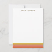 オレンジ色と黄色の暖かいストライプのジオメトリック名 ノートカード (正面)
