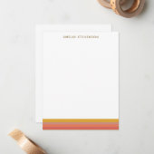 オレンジ色と黄色の暖かいストライプのジオメトリック名 ノートカード (正面/裏面インサイチュ)