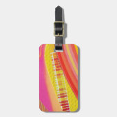 オレンジ色と黄色の波 ラゲッジタグ (正面縦)
