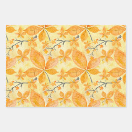 オレンジ色と黄色の紅葉 ラッピングペーパーシート