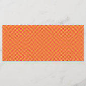 オレンジ色と黄色の背景に小さな四角形が並んだデザイン メニュー (裏面)