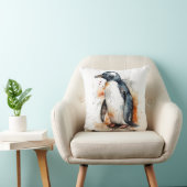 オレンジ色と黒い水色のペンギン クッション (椅子)