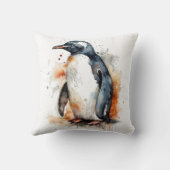 オレンジ色と黒い水色のペンギン クッション (裏面)
