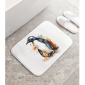 オレンジ色と黒い水色のペンギン バスマット