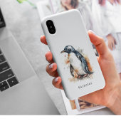 オレンジ色と黒い水色のペンギン Case-Mate iPhoneケース