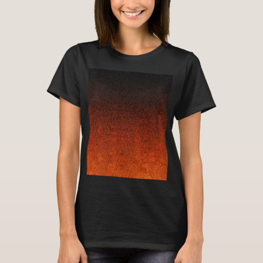 オレンジ色と黒のグリッターグラデーション Tシャツ (正面)
