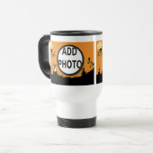 オレンジ色にハロウィーンの夜あなたの写真を追加 トラベルマグ (正面左)