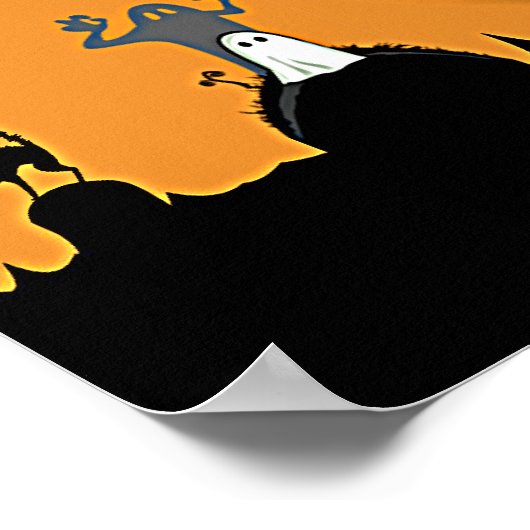 オレンジ色にハロウィーンの夜あなたの写真を追加 ポスター (角)