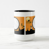 オレンジ色にハロウィーンの夜あなたの写真を追加 マグカップ (中央)