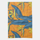 オレンジ色に咲く極楽の鳥 キッチンタオル (縦)