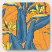 オレンジ色に咲く極楽の鳥 コースター (正面)