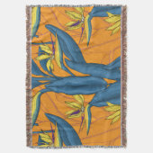 オレンジ色に咲く極楽の鳥 スローブランケット (正面縦)