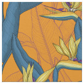 オレンジ色に咲く極楽の鳥 ファブリック (クローズアップ)