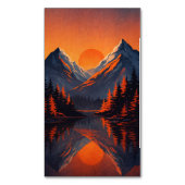 オレンジ色に燃える山の夕焼けの空 マグネット名刺 (正面縦)
