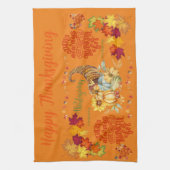 オレンジ色に秋を迎える感謝祭 | キッチンタオル (縦)