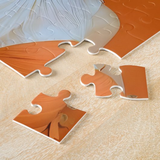 オレンジ色に輝くゴージャスな長髪のファッション ジグソーパズル (側面)