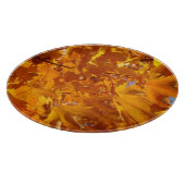 オレンジ色に輝く紅葉のガラス製まな板 カッティングボード (角)