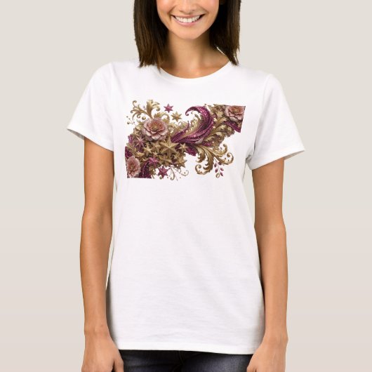 オレンジ色のおしゃれな抽象芸術カスタムTシャツ v2 Tシャツ (正面)