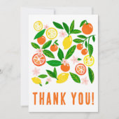 オレンジ色のお祭り カスタム カラフル フラット サンキューカード (正面)