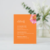 オレンジ色のお花がカラフルな結婚式の詳細カード エンクロージャーカード (スタンド正面)