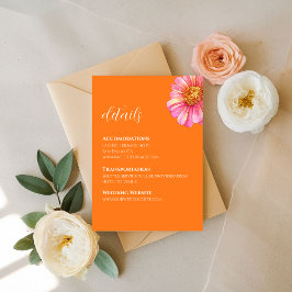 オレンジ色のお花がカラフルな結婚式の詳細カード エンクロージャーカード