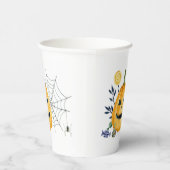 オレンジ色のかぼちゃとスパイダーウェブ 紙コップ (右)